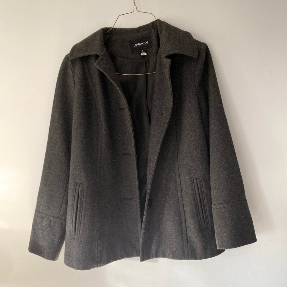 London Fog wool blend gray peacoat